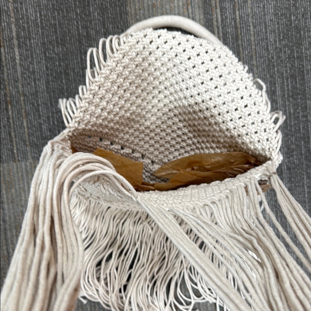 Magid Natural Cotton Macrame Fringe Shoulder Bag - Picture 6 of 10